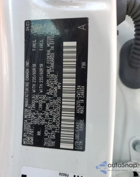 2024 Lexus Nx 250 Base z USA, uszkodzony, nr VIN 2T2ADCAZ0RC007200